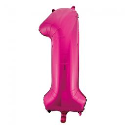 Pink cijfer ballon 1 inclusief helium gevuld
