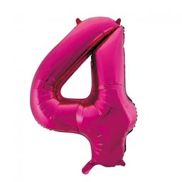 Pink cijfer ballon 4 inclusief helium gevuld