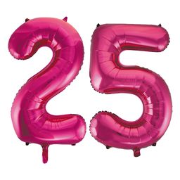 Pink cijfer ballon 25 inclusief helium gevuld