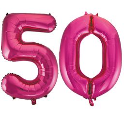 Pink cijfer ballon 50 inclusief helium gevuld