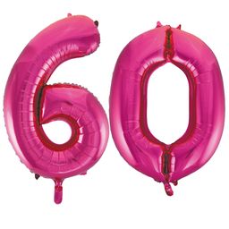 Pink cijfer ballon 60 inclusief helium gevuld