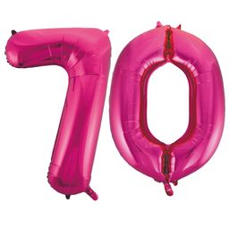 Pink cijfer ballon 70 inclusief helium gevuld