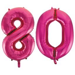 Pink cijfer ballon 80 inclusief helium gevuld