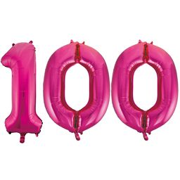 Pink cijfer ballon 100 inclusief helium gevuld
