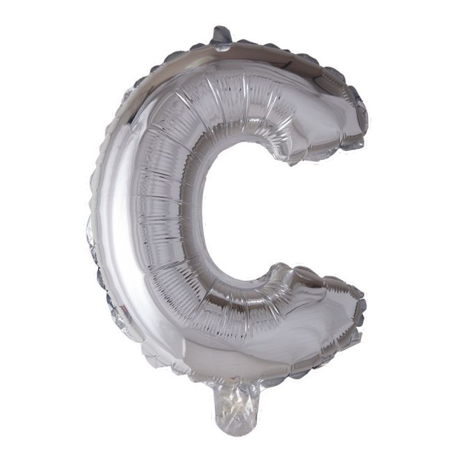 Folieballon letter C zilverkleurig